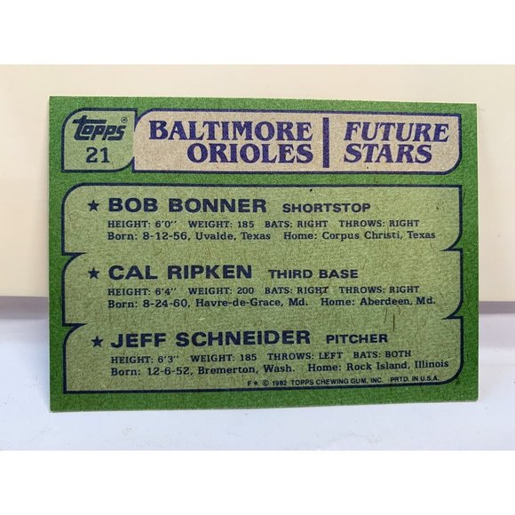 1982 Topps Cal Ripken Jr Rookie #21 Baltimore Orioles Baseball Card HOF Hi Grade - Picture 2 of 2